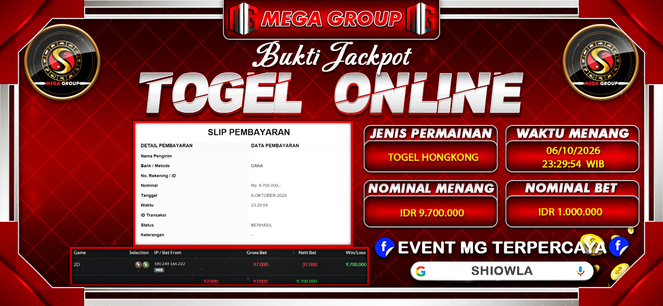 Bukti JP situs Shiowla hari Selasa, 06 Oktober 2026